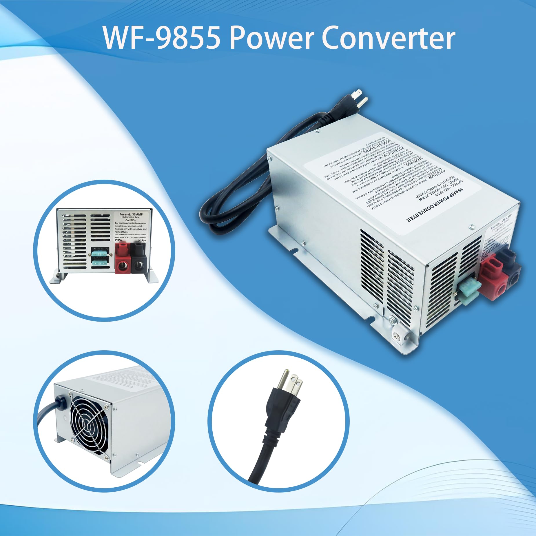 WF-9855 55 Amp Deck Mount RV Power Converter,Compatible with WF-9855, WF-9855-MBA,WF-9855AN & Other WF-9800 Series Power Convert